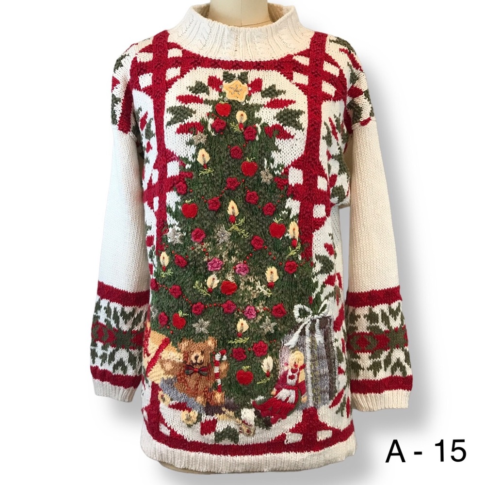 Festive Christmas Tree Sweater - Red and Green